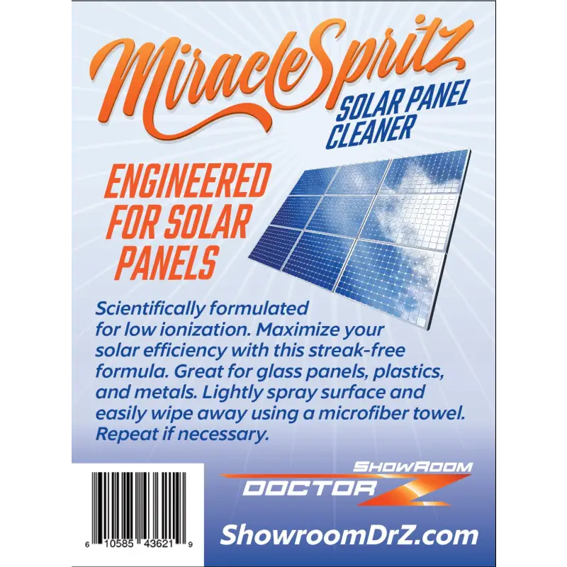 Solar Panel Cleaner 32oz spray bottle by Miracle Spritz